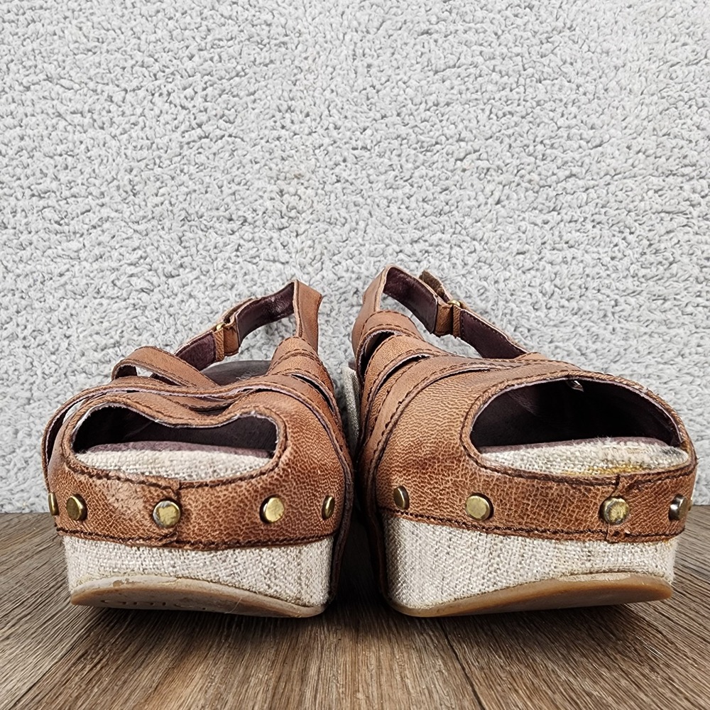 Antelope Sz 36 US 6 Slingback Wedge Sandals Brown Leather Strappy Platform Shoes - Picture 2 of 12